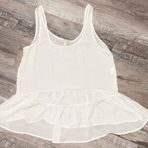 Women's White Chiffon Tank Top Size Medium Brand GB